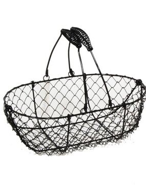 Farmhouse Chicken Wire Oval Black With Handle Farmhouse